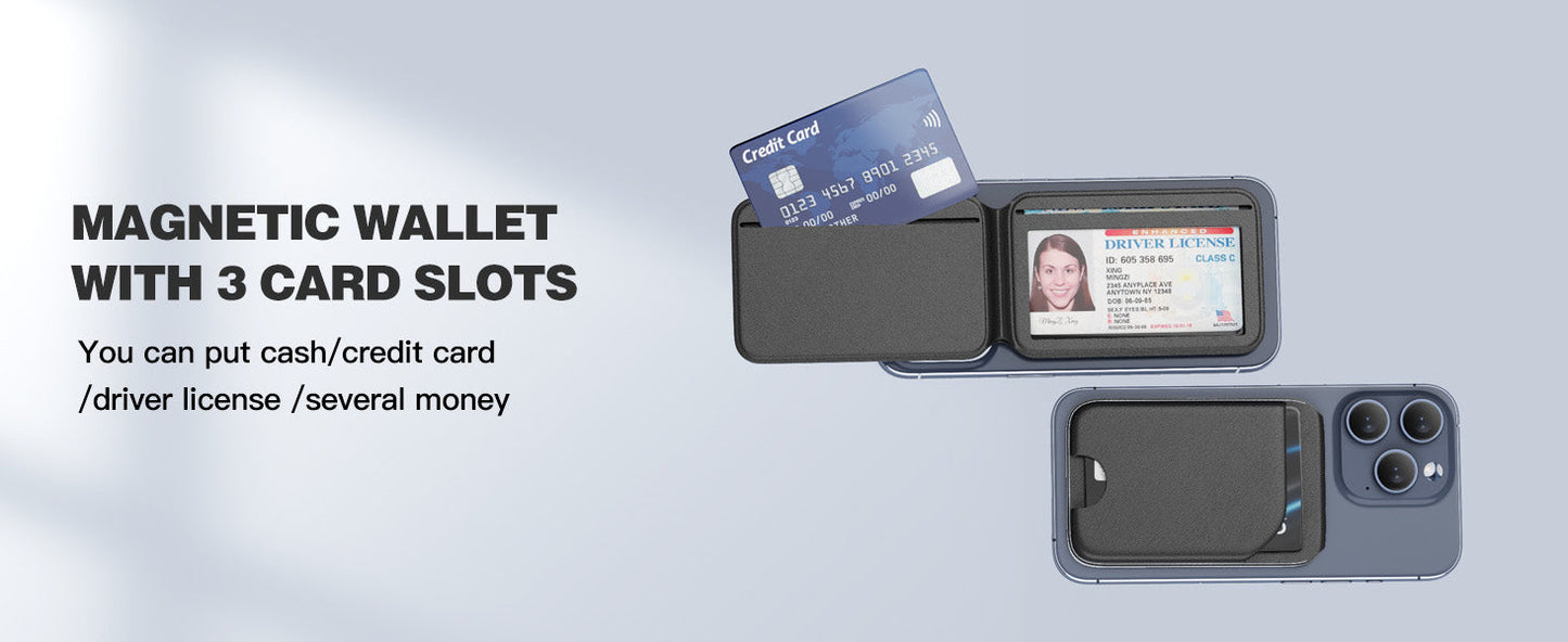 MagSafe 3-in-1 RFID-Blocking Magnetic Card Holder with Adjustable iPhone Stand