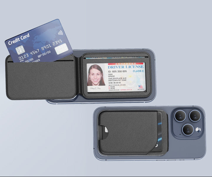 MagSafe 3-in-1 RFID-Blocking Magnetic Card Holder with Adjustable iPhone Stand