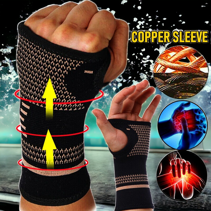 Copper Fabric Arthritis Compression Wrist Brace / Glove