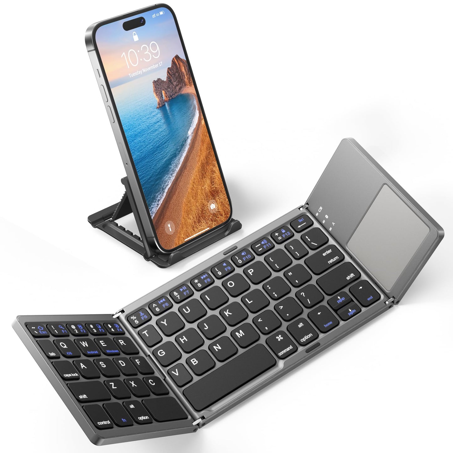 Palm-sized Foldable Bluetooth Keyboard with Touchpad