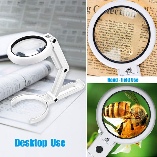 Desk Stand 2 in 1 USB Powered 5X/10X Magnifier with LED Light