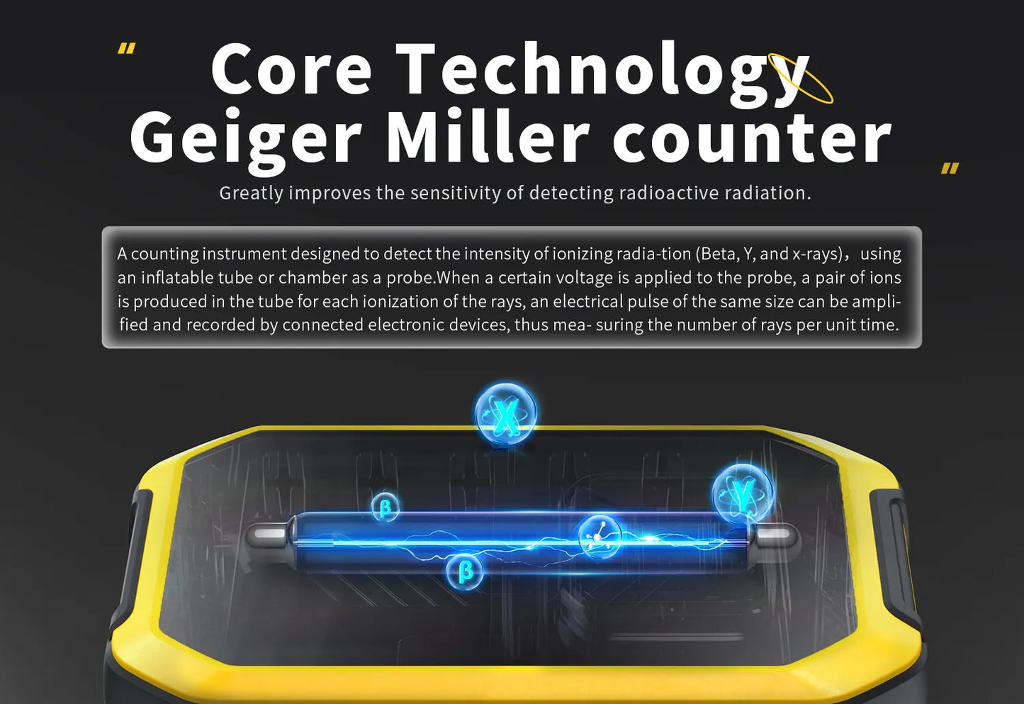 FNIRSI Geiger Counter Nuclear X-ray γ-ray β-ray Radiation Detector