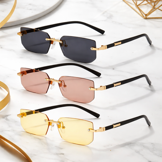 Modern Slim Rimless Impact-Resistant UV400 Lightweight Sunglasses
