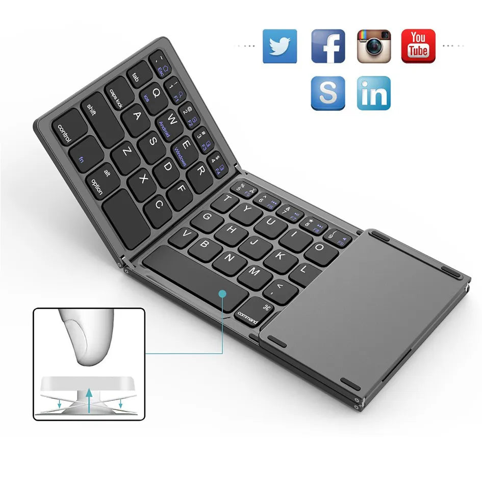 Palm-sized Foldable Bluetooth Keyboard with Touchpad