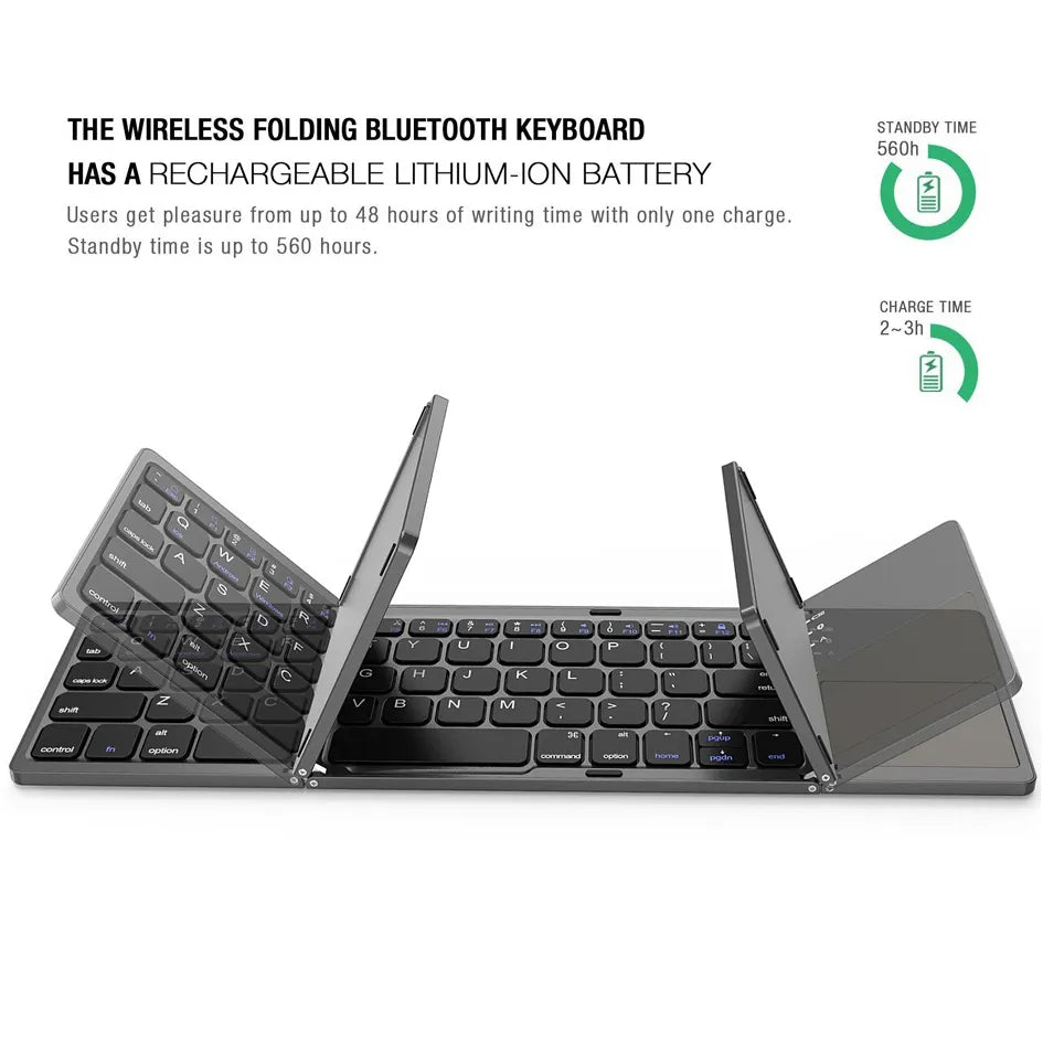 Palm-sized Foldable Bluetooth Keyboard with Touchpad
