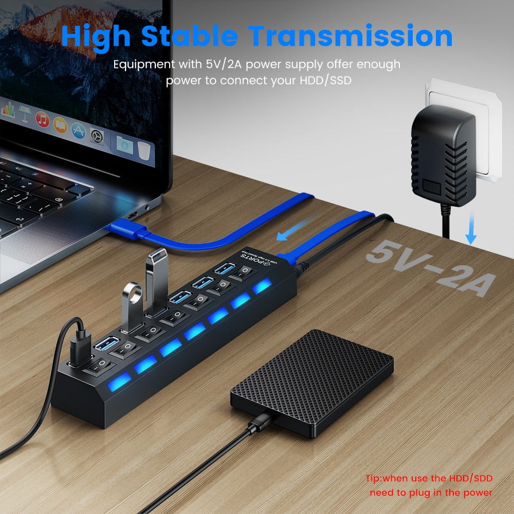 Multi USB Splitter With Switches