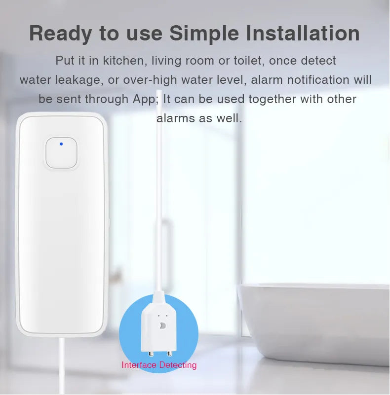 Smart WiFi Water Leak / Overflow Level Remote Detector & Sound Alarm System