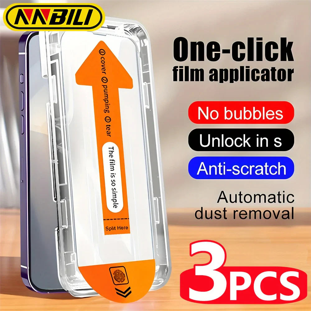 One-Click EZ Installation HD Clarity Tempered Glass Oleophobic Coating Screen Protector (3pcs)