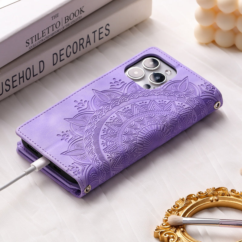 Full Screen Protection Deluxe Zipper Wallet Case with Foldable Kickstand for iPhone