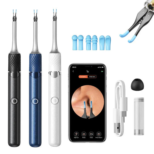 WiFi 3-in-1 Ear Otoscope- HD Camera 360° Precision Robotic Tweezer & Gentle Silicone Earpick