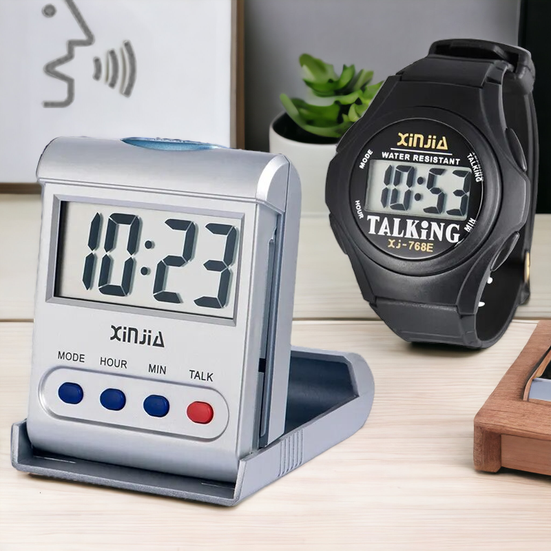 Talking Digital Alarm Clock+Talking Wristwatch Set For the Elderly