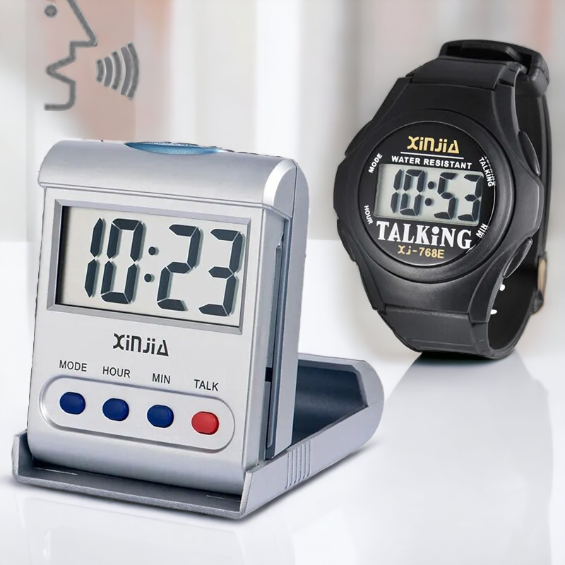 Talking Digital Alarm Clock+Talking Wristwatch Set For the Elderly