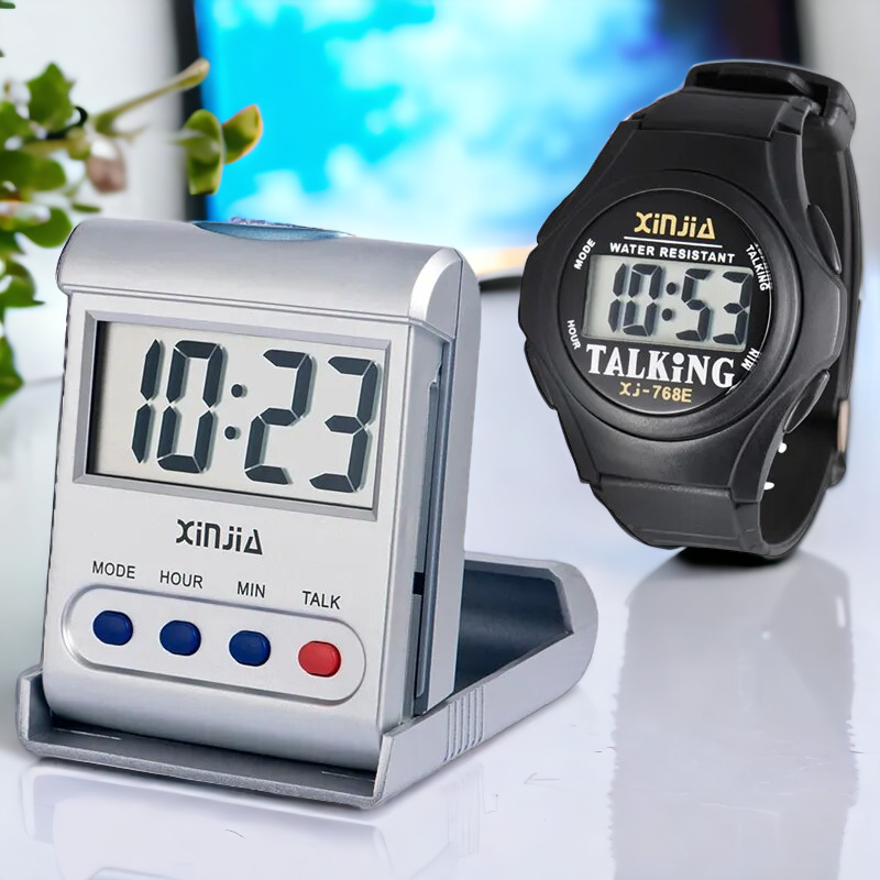 Talking Digital Alarm Clock+Talking Wristwatch Set For the Elderly