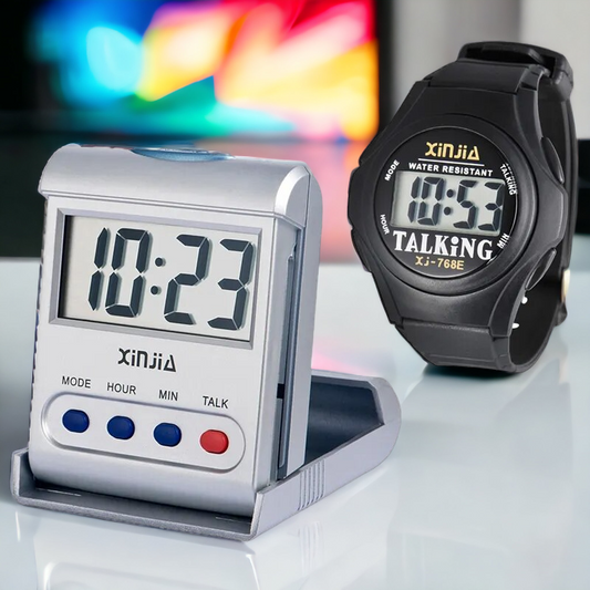 Talking Digital Alarm Clock+Talking Wristwatch Set For the Elderly