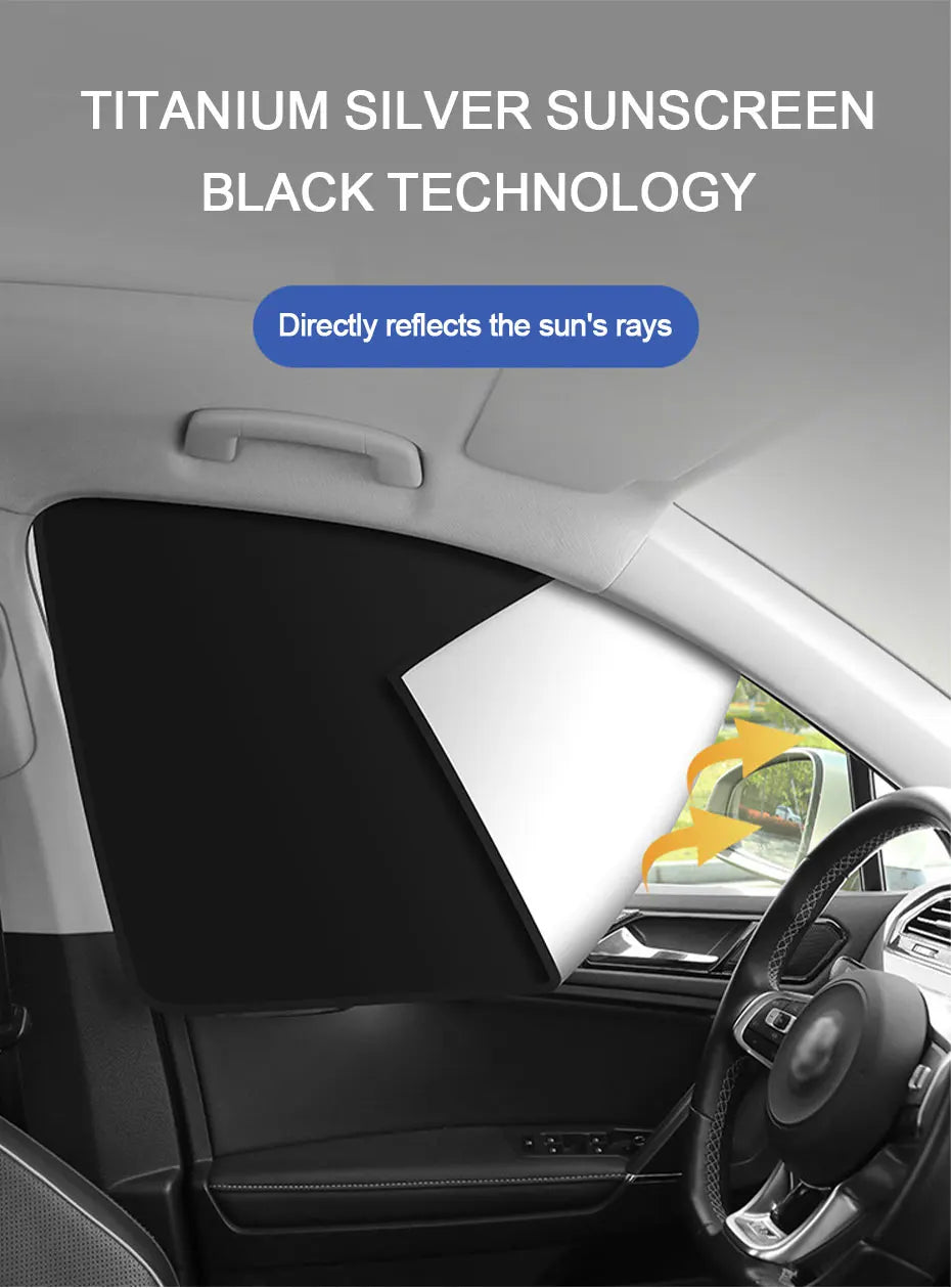 Universal Car Side Window Sunshades- 100% UV Block with Rearview Gap & Window-Operable Design
