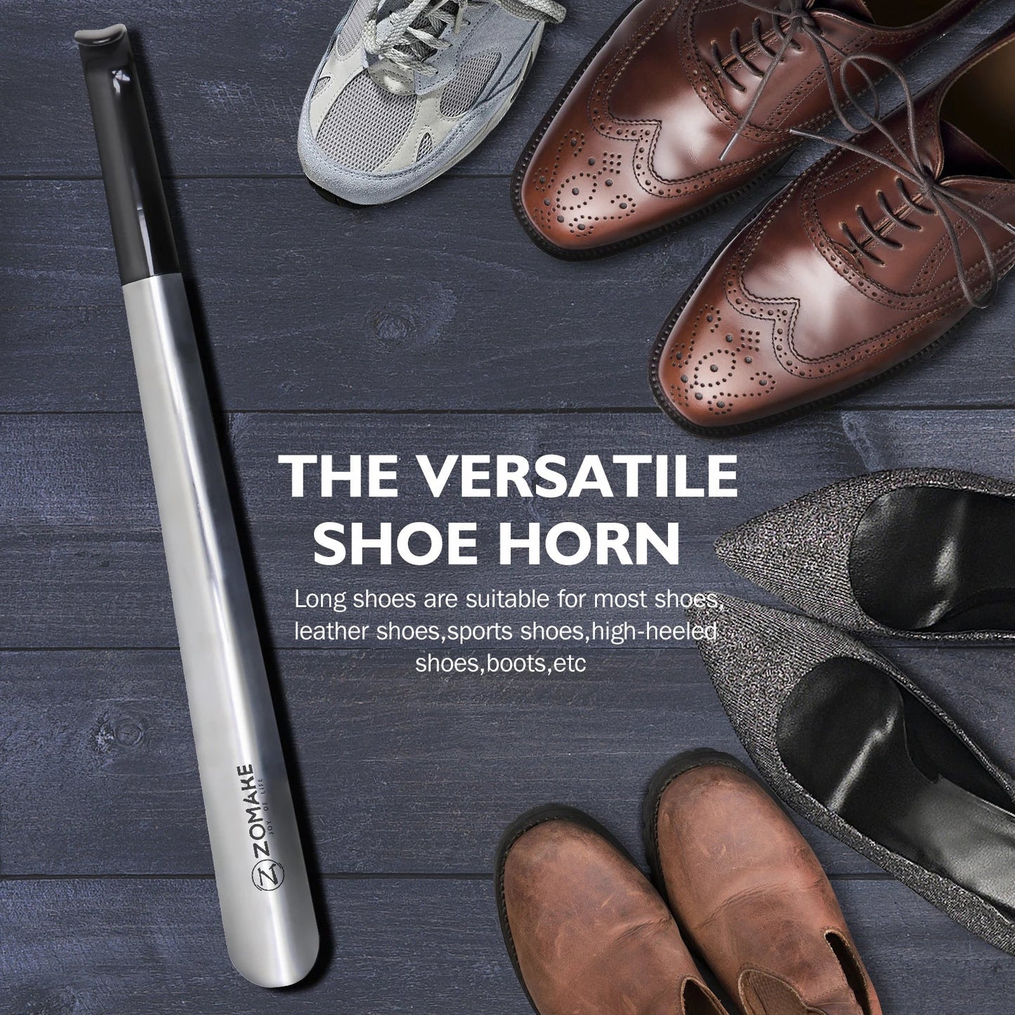 Metal Long Handle 16.5" Bend-Free Shoehorn Helper For The Elderly