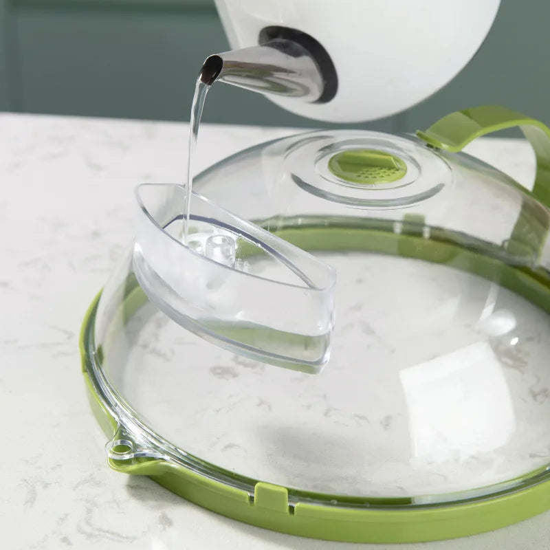 MoistureLock Smart Microwave Splatter Cover with Built-in Hydration for Soft & Juicy Food