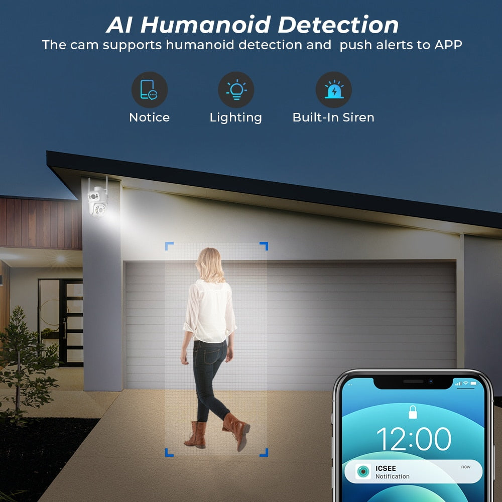 PTZ 4K HD Dual Lens/ Dual Screen Wifi Ai Smart Camera