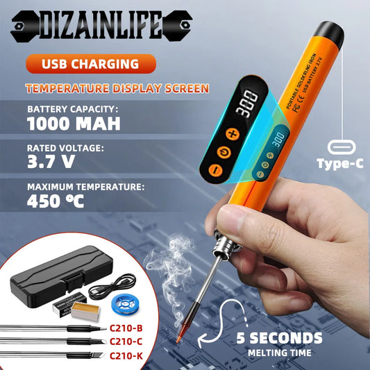 Wireless Fast Charging Electric Soldering Kit With Smart LED Digital Display