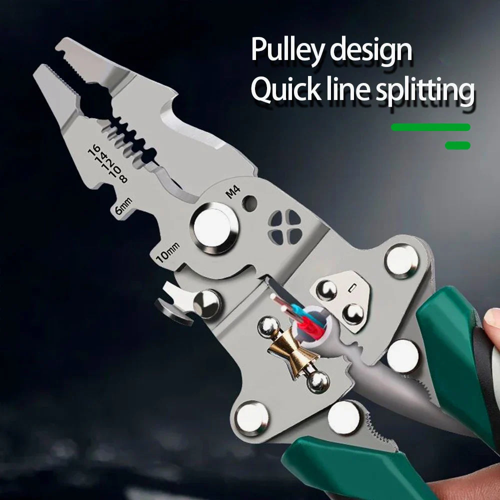 SmartFold Foldable Multi-Function Pulley Design Wire Stripper and Crimper