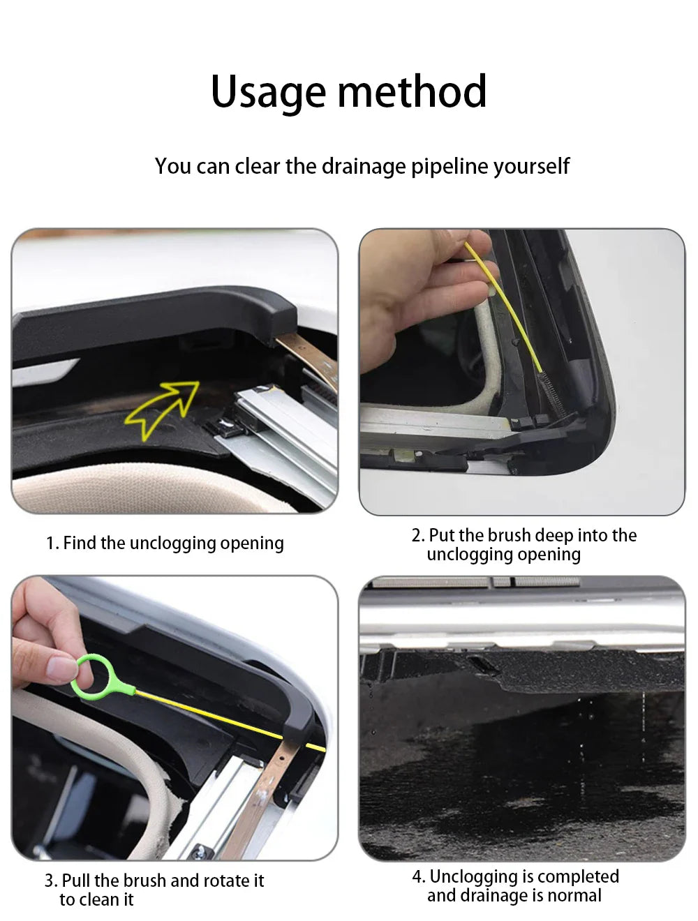 DrainGuard Unclog, Protect & Preserve 3M (9 feet) Car Drainage Cleaning Brush (3pcs)