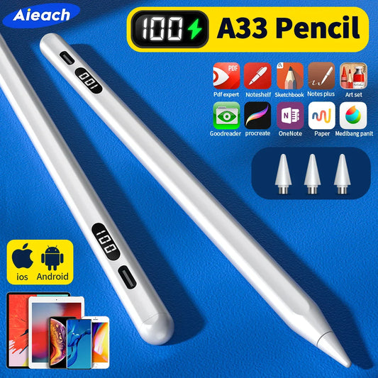 A33 Magnetic Stylus Pen For Android & iOS with Power Display