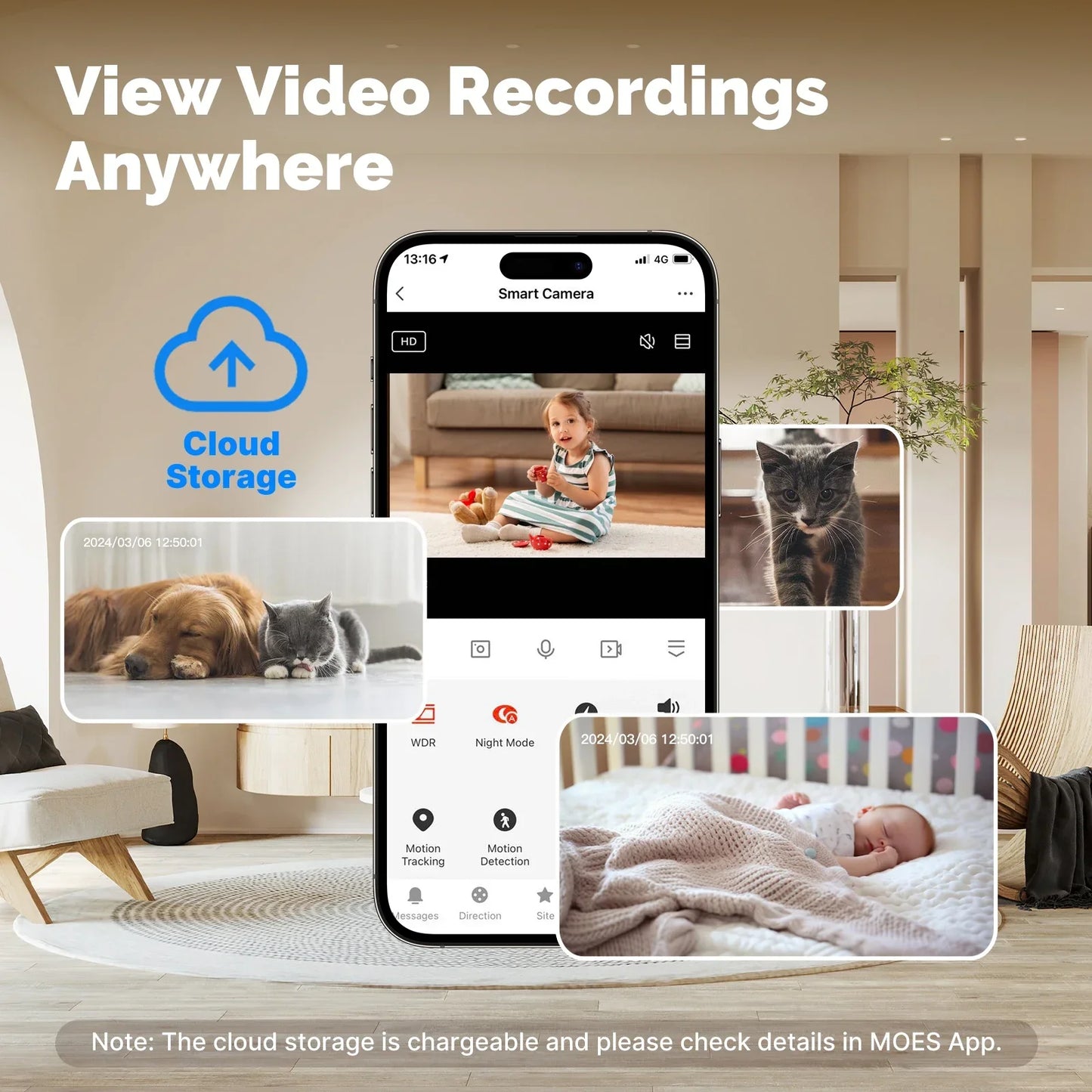 HD 4MP WiFi Night Vision Sound & Motion Detection Smart Security Camera