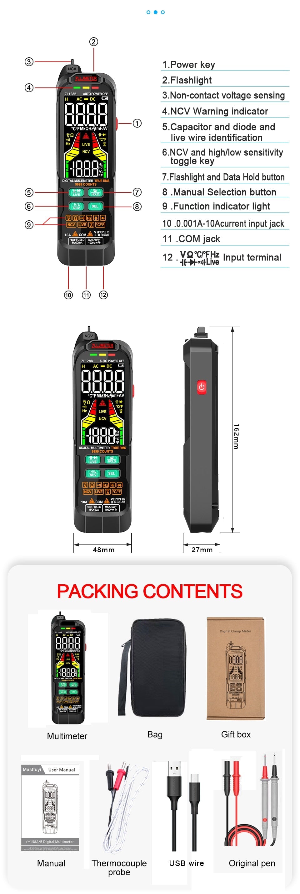 Professional Digital Current / Voltage Smart Multimeter