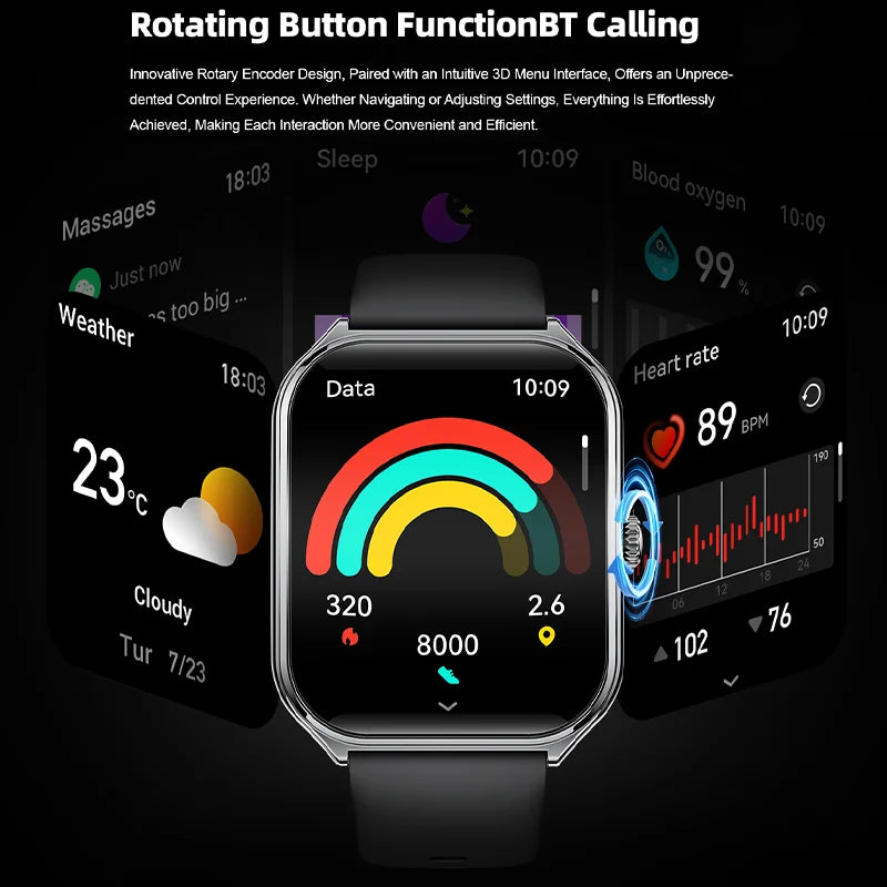 Ultra-Thin and Lightweight Brilliant 1.96” AMOLED Display Health Monitoring Smartwatch