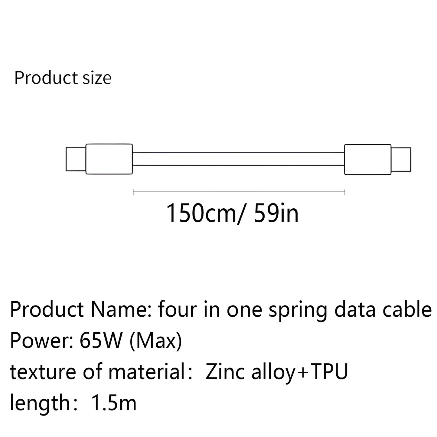 Fast Charging 65W Tangle-Free 4-in-1 Rotating Head 6A High-Speed Cable