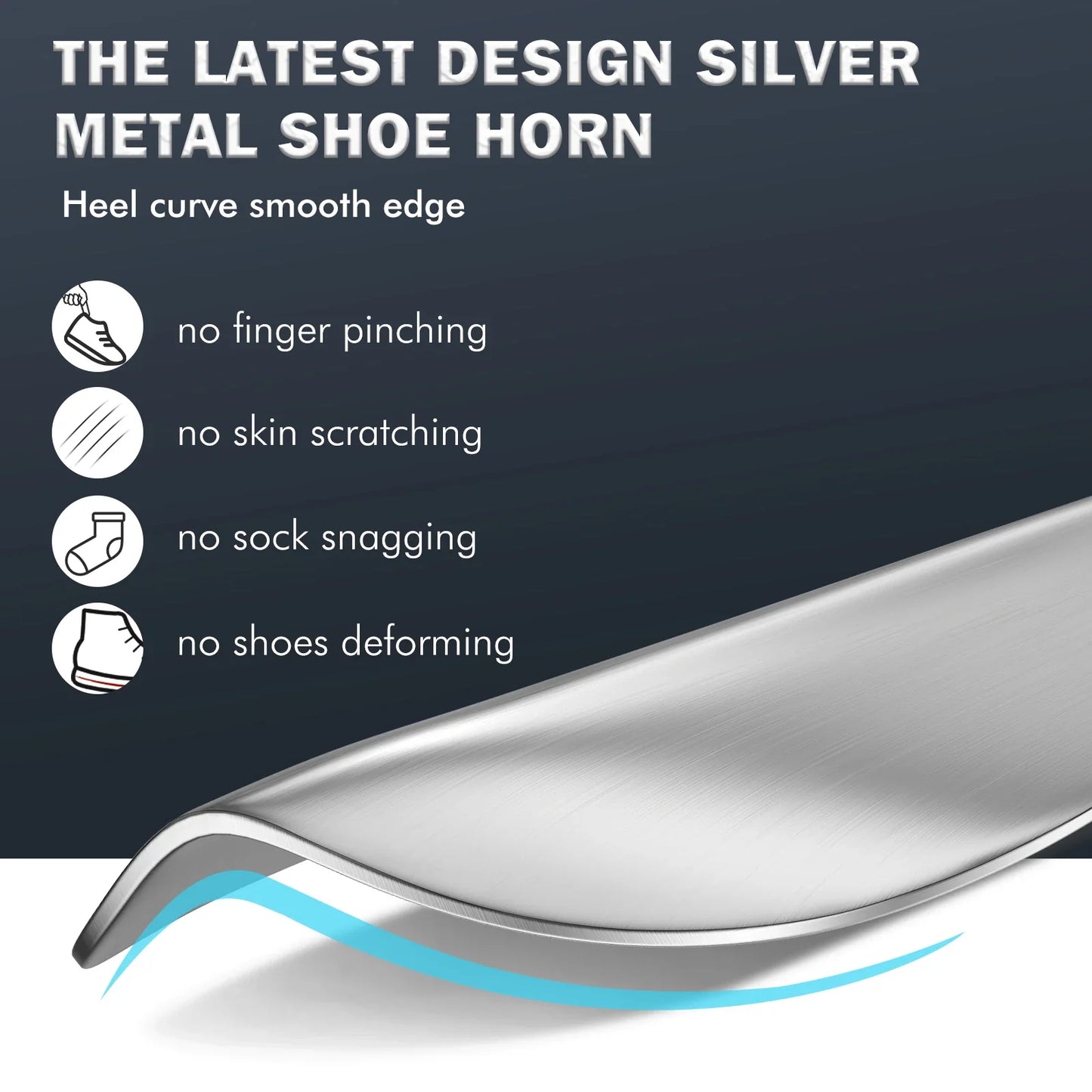 Metal Long Handle 16.5" Bend-Free Shoehorn Helper For The Elderly
