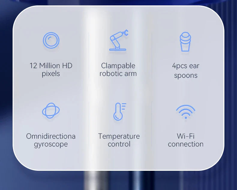 WiFi 3-in-1 Ear Otoscope- HD Camera 360° Precision Robotic Tweezer & Gentle Silicone Earpick