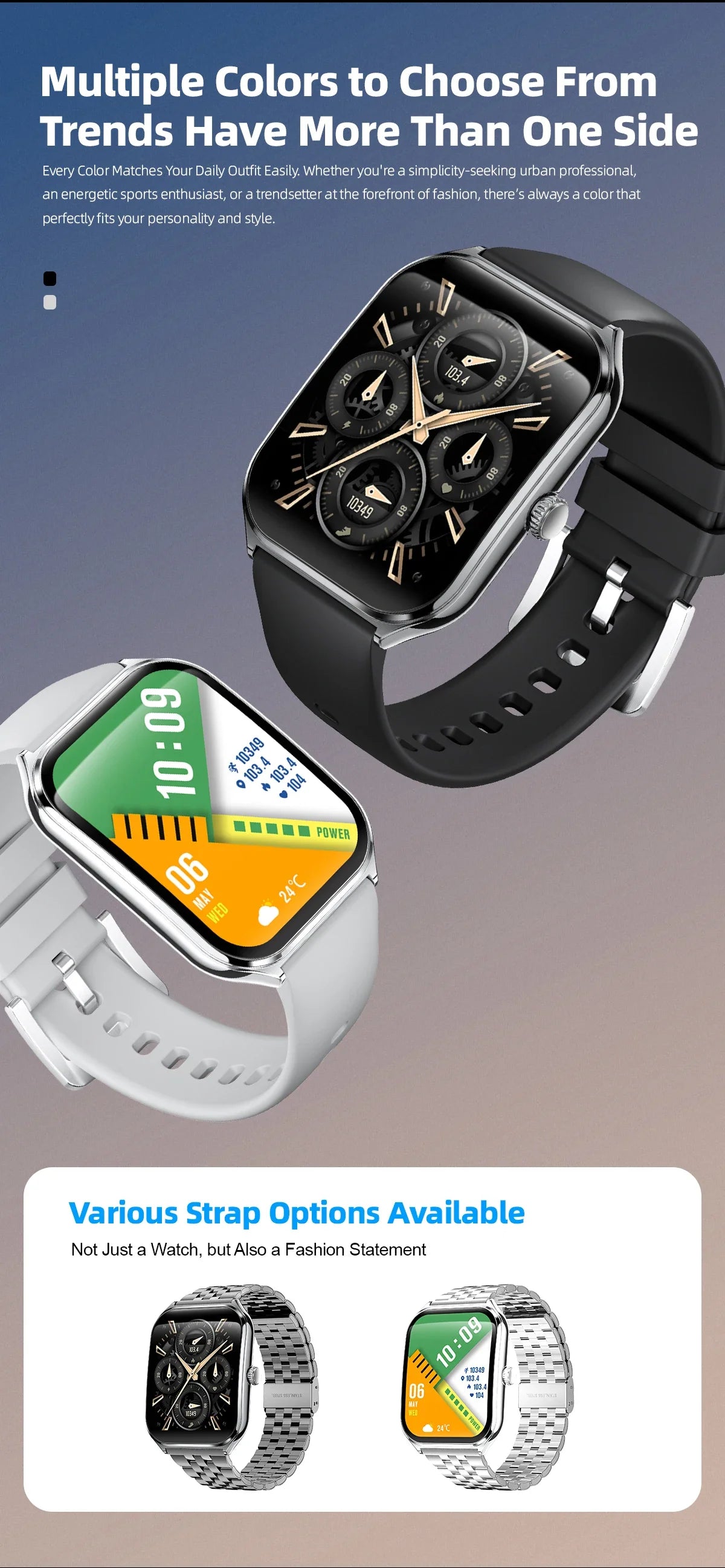 Ultra-Thin and Lightweight Brilliant 1.96” AMOLED Display Health Monitoring Smartwatch