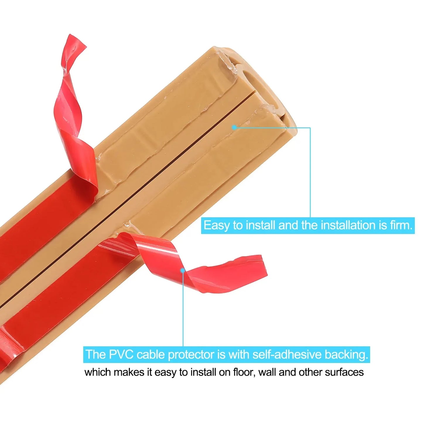Flexible & Durable PVC Self-adhesive Floor / Wall Cord Cover