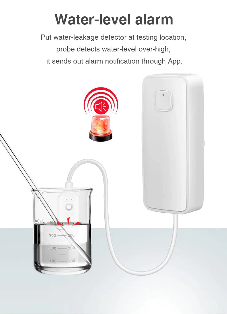 Smart WiFi Water Leak / Overflow Level Remote Detector & Sound Alarm System