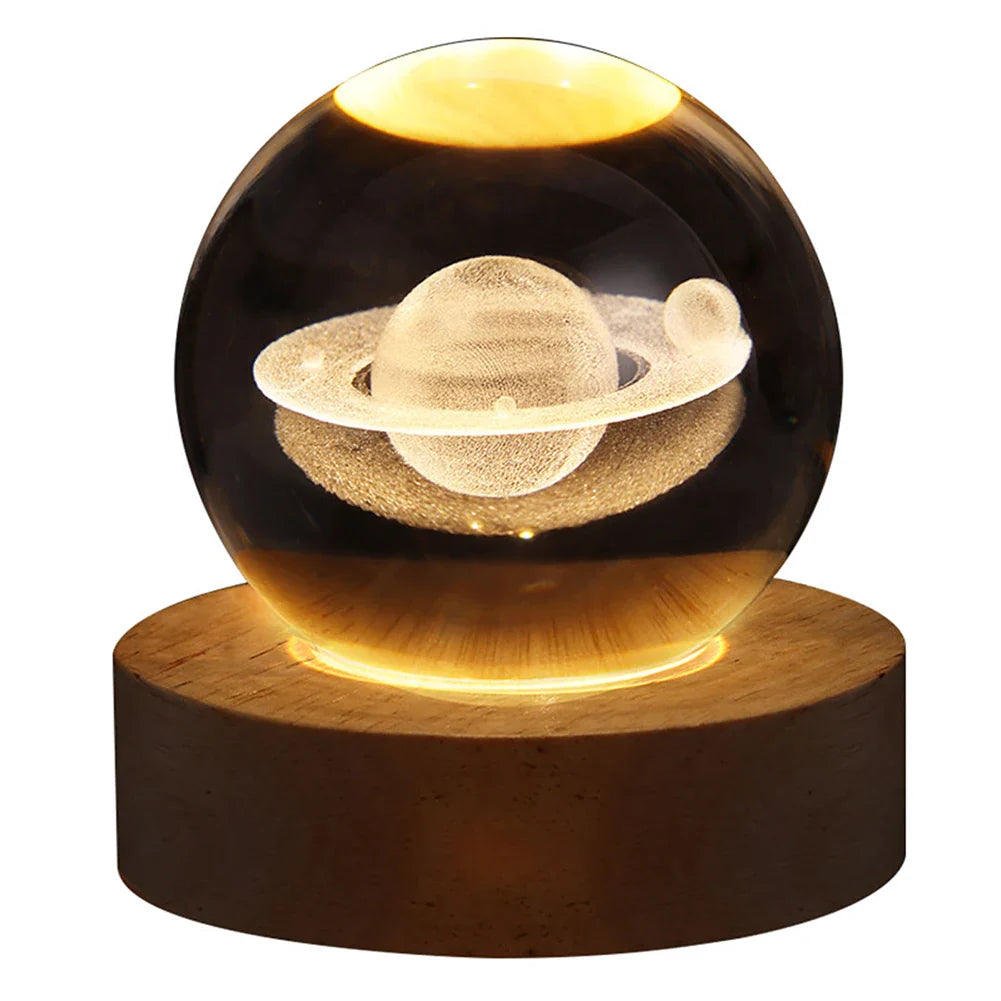 Unique USB Night Light 3D LED Crystal Ball with Galaxy Projections