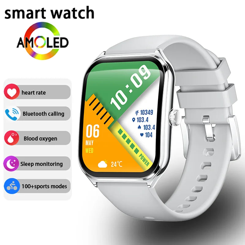 Ultra-Thin and Lightweight Brilliant 1.96” AMOLED Display Health Monitoring Smartwatch