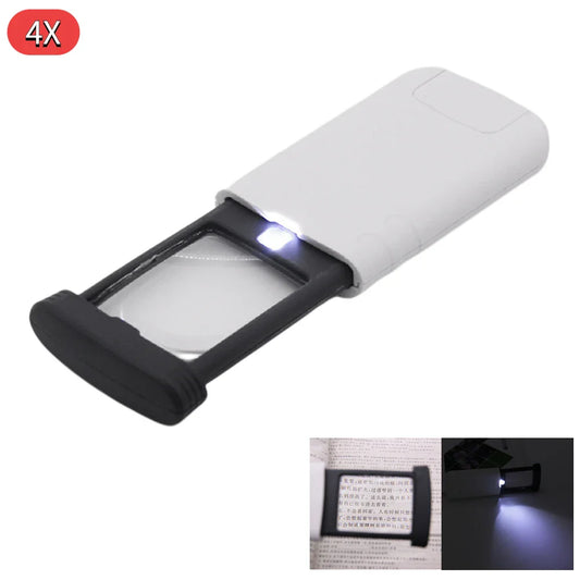 EZRead Senior-Friendly 4X Foldable LED Pocket LED Illuminated Magnifier