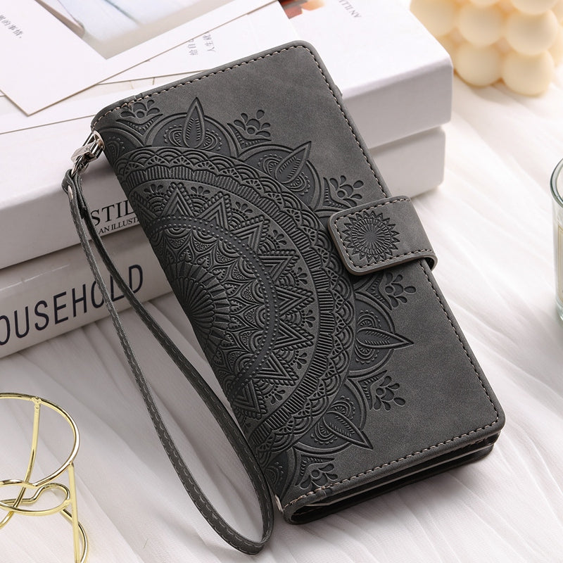 Full Screen Protection Deluxe Zipper Wallet Case with Foldable Kickstand for iPhone