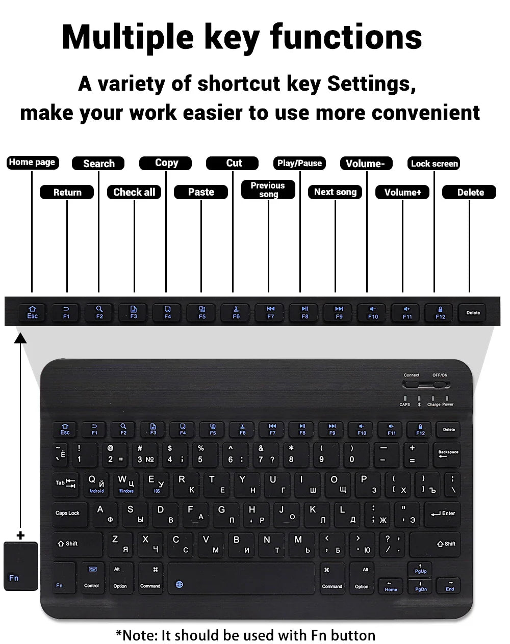 Compact Bluetooth Wireless Ultra-Quiet Keyboard & Mouse For IOS / Android /  Windows