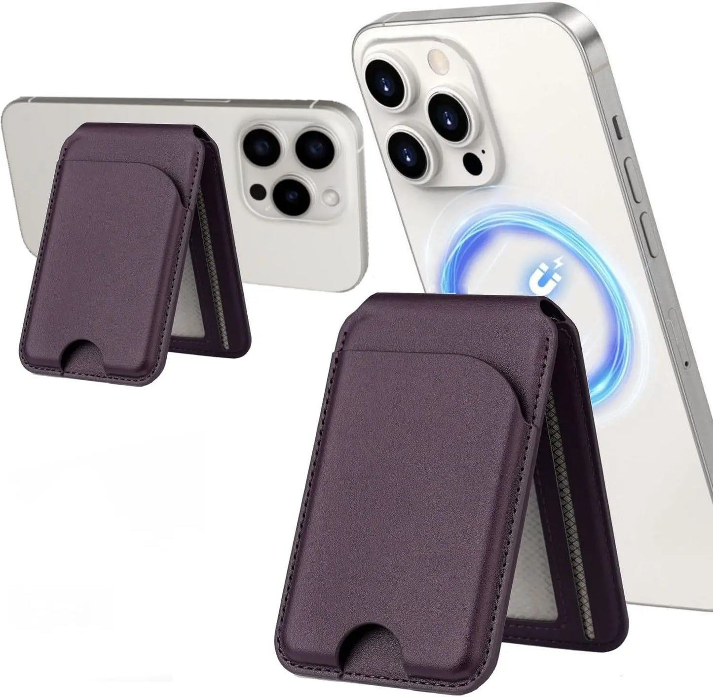 MagSafe 3-in-1 RFID-Blocking Magnetic Card Holder with Adjustable iPhone Stand