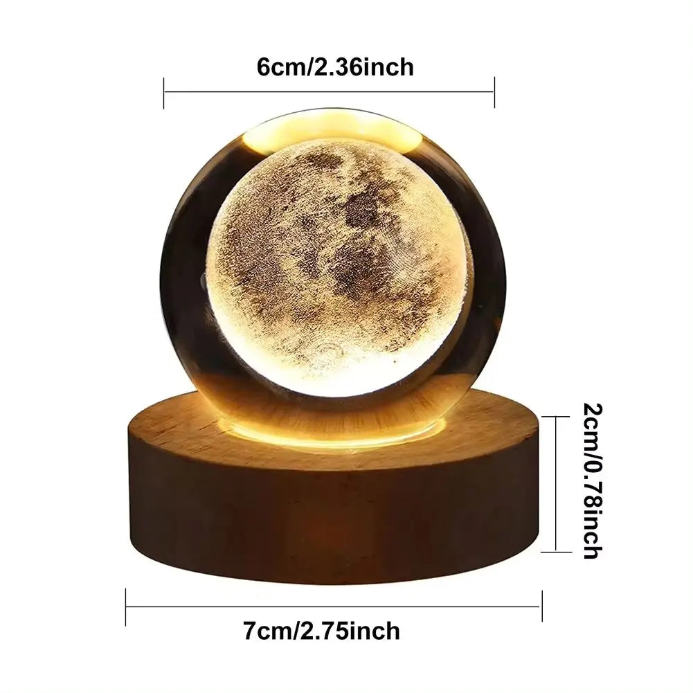 Unique USB Night Light 3D LED Crystal Ball with Galaxy Projections