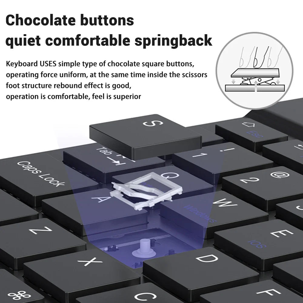 Compact Bluetooth Wireless Ultra-Quiet Keyboard & Mouse For IOS / Android /  Windows