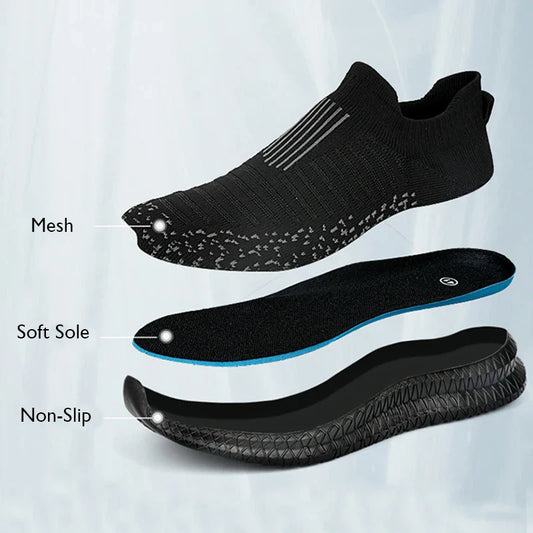 Slip-on Breathable Laceless Lightweight Anti-slip Walking Shoes