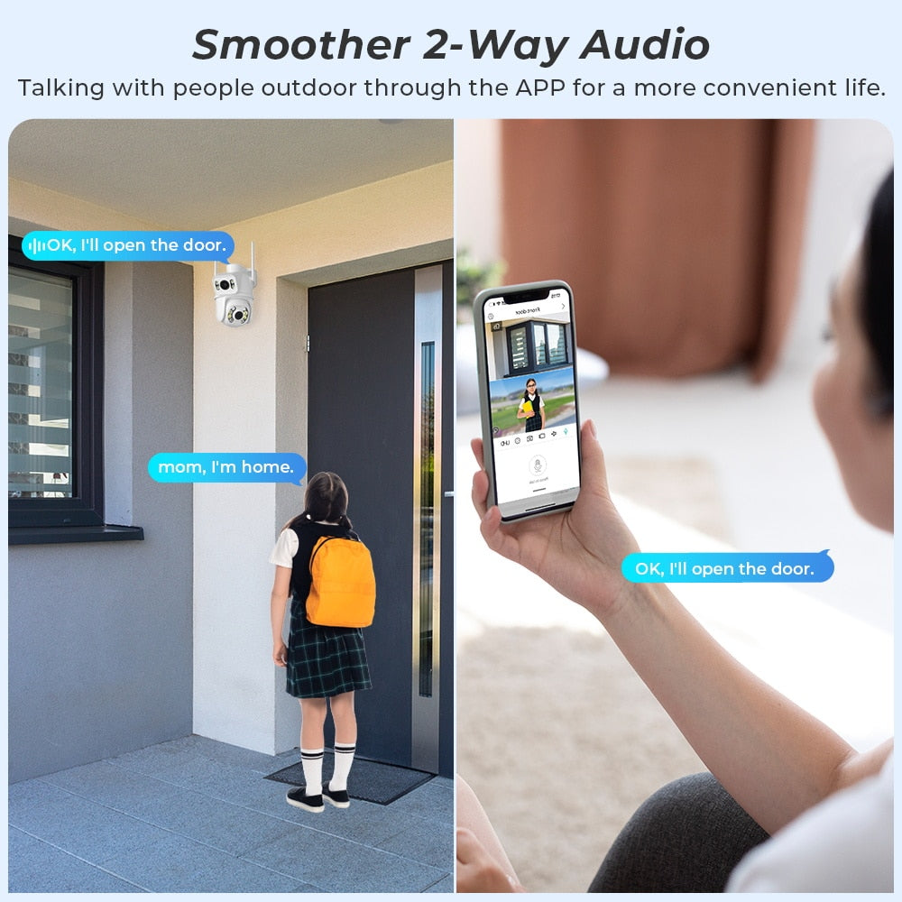 PTZ 4K HD Dual Lens/ Dual Screen Wifi Ai Smart Camera