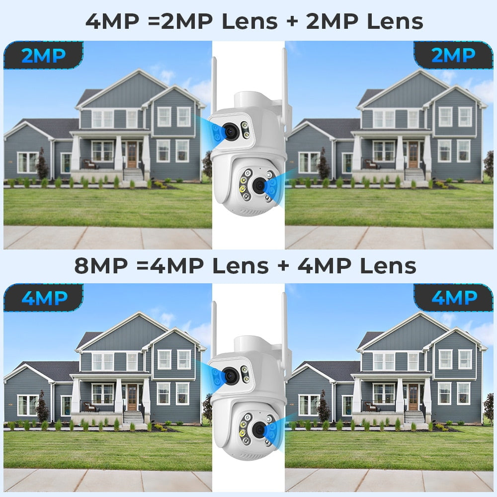 PTZ 4K HD Dual Lens/ Dual Screen Wifi Ai Smart Camera