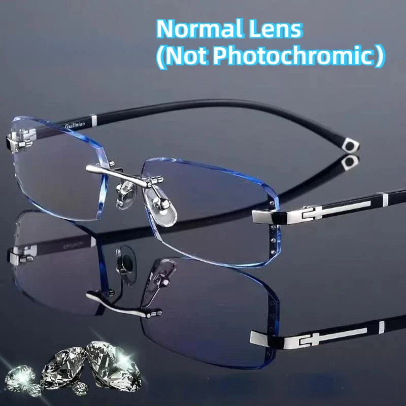 Luxury Ultralight Diamond-Cut Rimless Reading Glasses