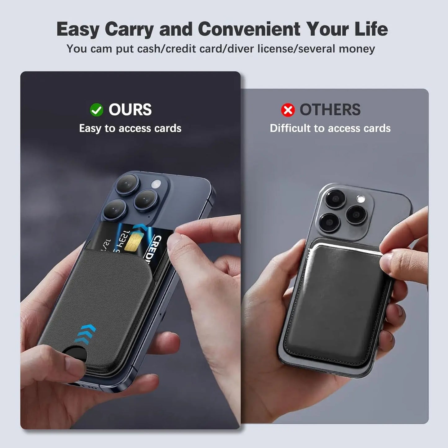 MagSafe 3-in-1 RFID-Blocking Magnetic Card Holder with Adjustable iPhone Stand
