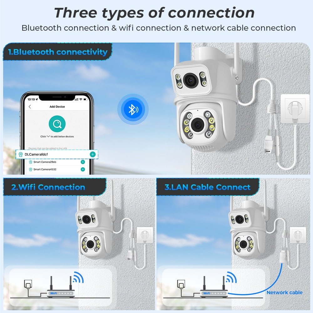 PTZ 4K HD Dual Lens/ Dual Screen Wifi Ai Smart Camera