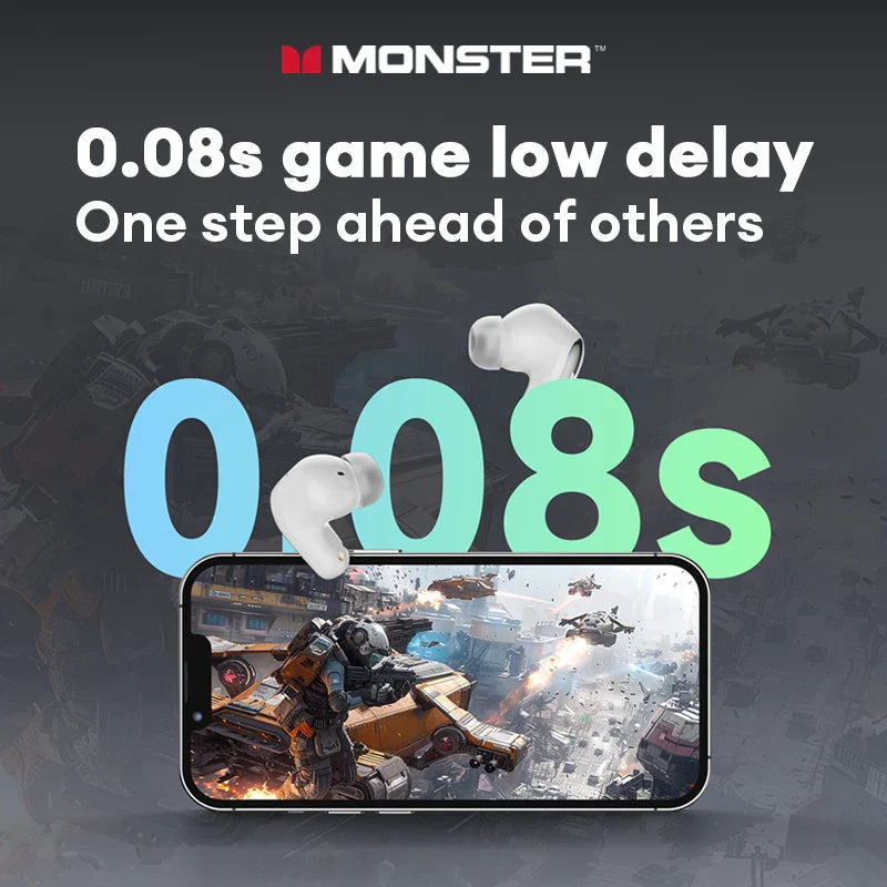 Monster Bluetooth 5.4 Dual Mode HIFI Stereo & HD Calls with Noise Reduction Earphones